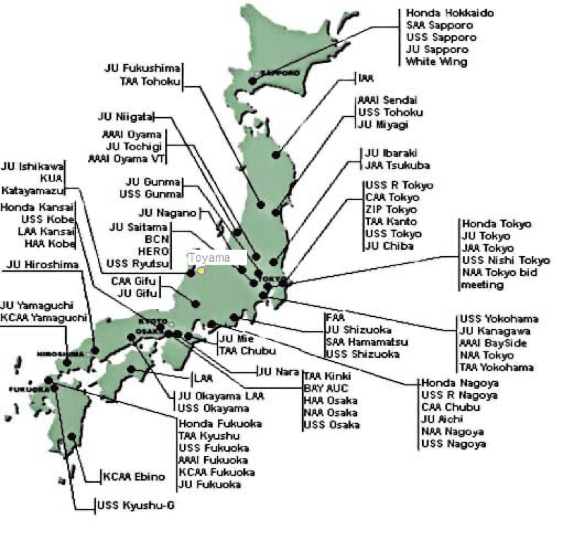 Карта аукционов Японии